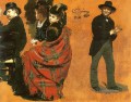 Hombre y mujer en la mesa El hombre que tira del guante 1873 Ilya Repin